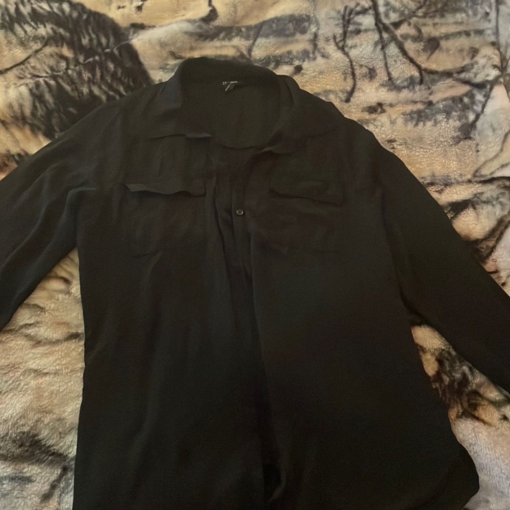 Black Silky blouse, Large.